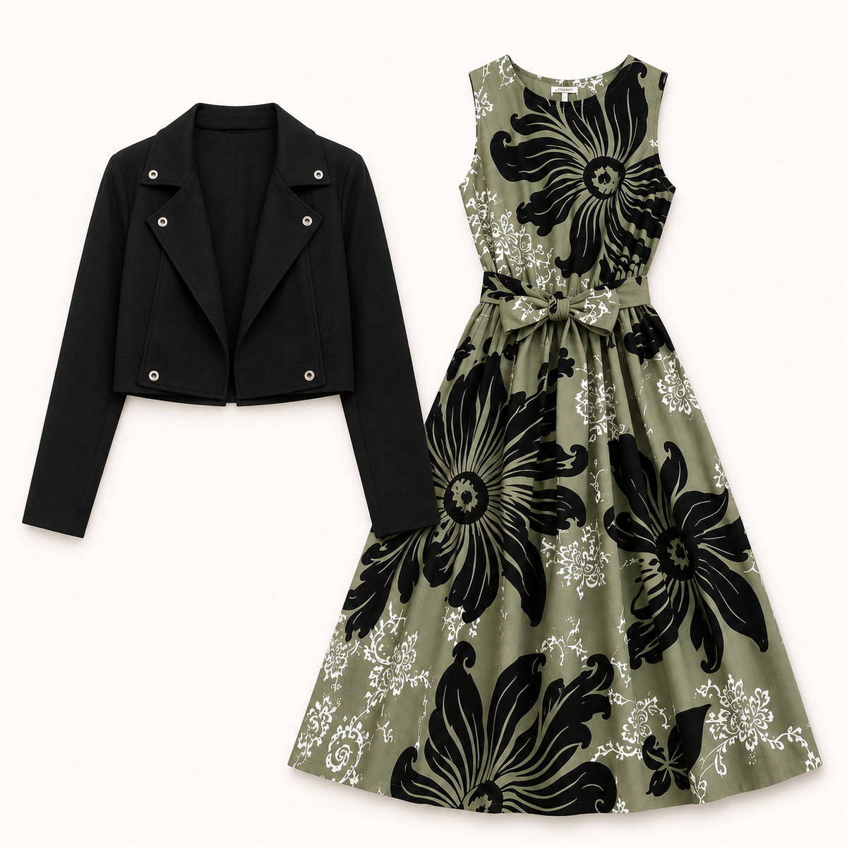 Noir Blossom Dress Set | K-11