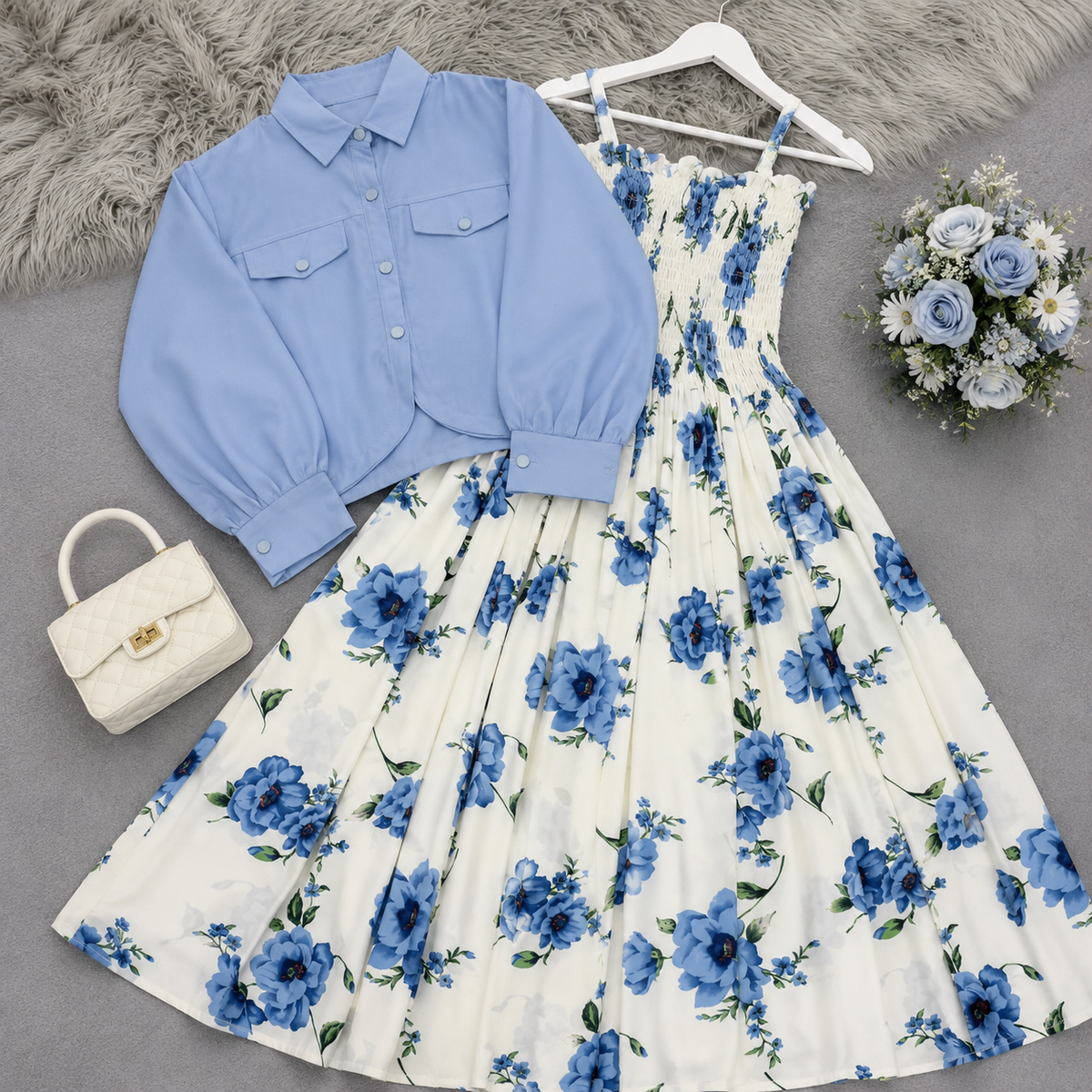 Blue Blossom Dress Set | K-8