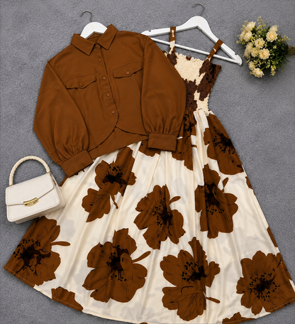 Mocha Blossom Dress Set | K-1