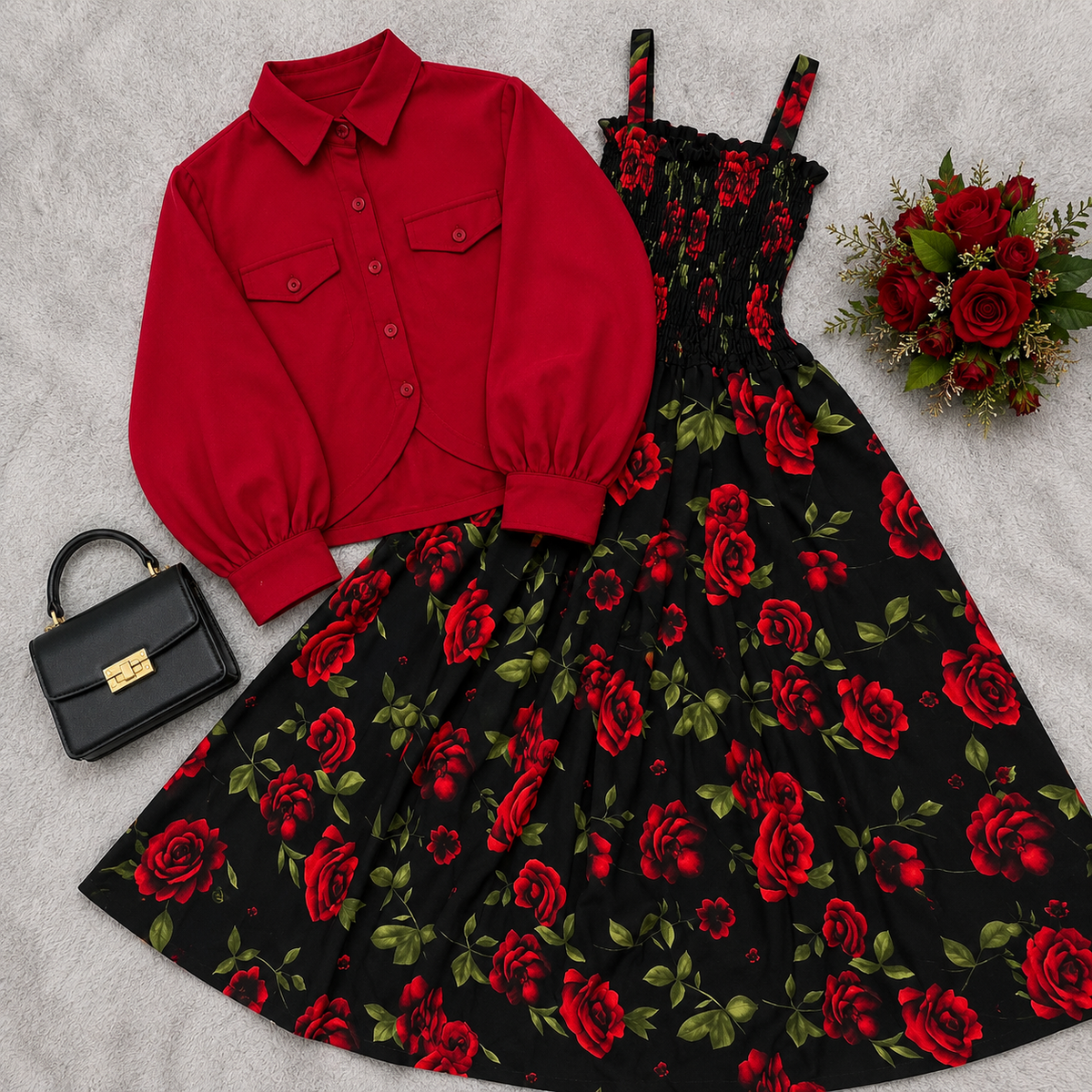 Crimson Rose Dress Set | K-3