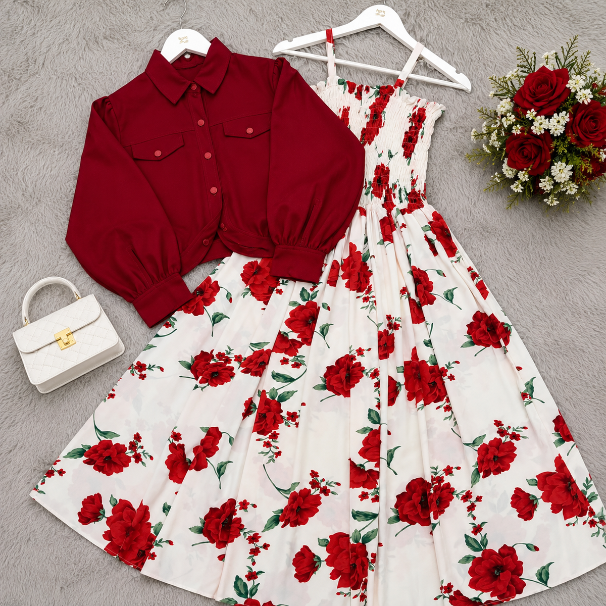 Ruby Blossom Dress Set | K-05