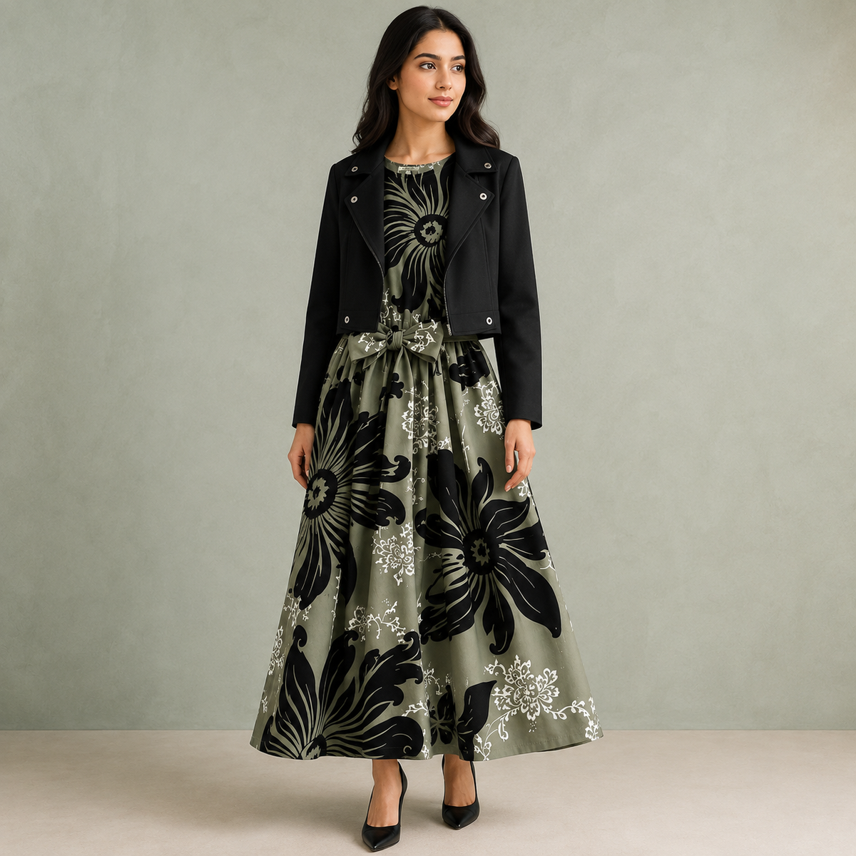 Noir Blossom Dress Set | K-11