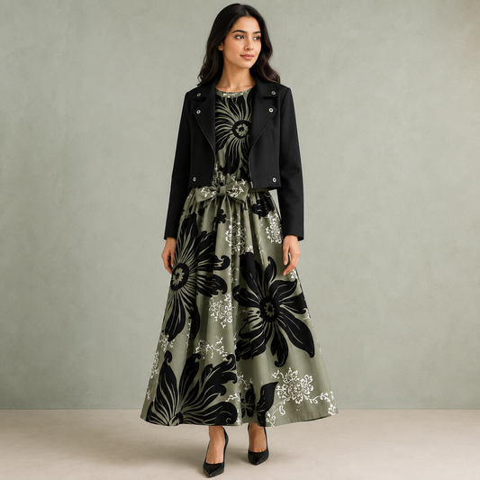 Noir Blossom Dress Set | K-11