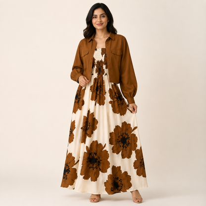 Mocha Blossom Dress Set | K-1