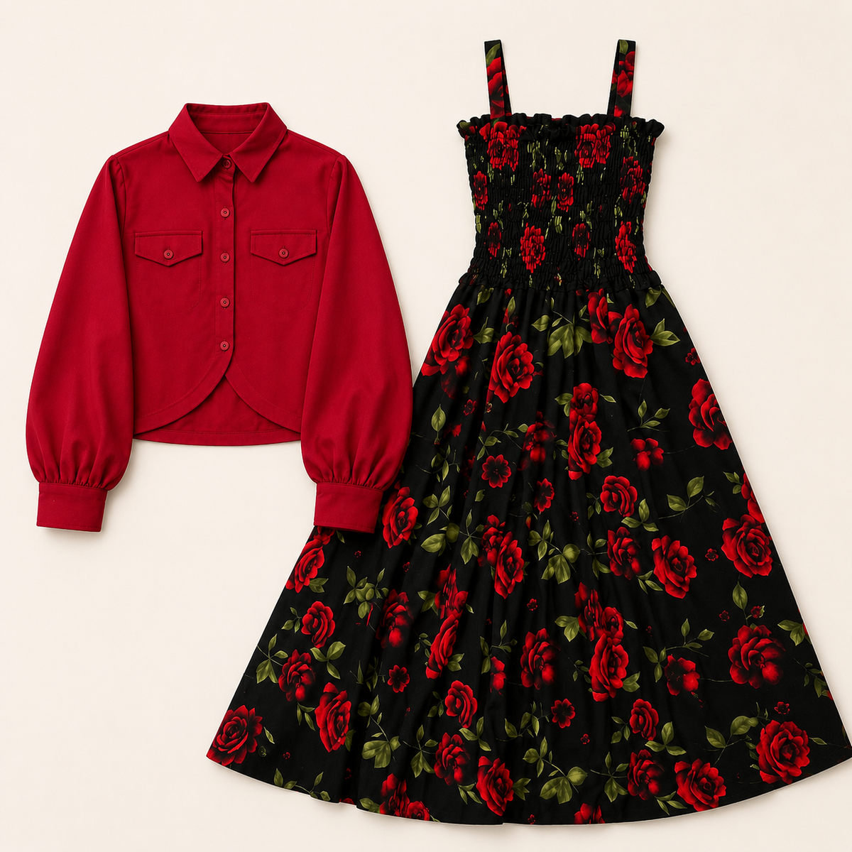 Crimson Rose Dress Set | K-3