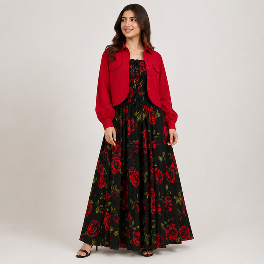 Crimson Rose Dress Set | K-3