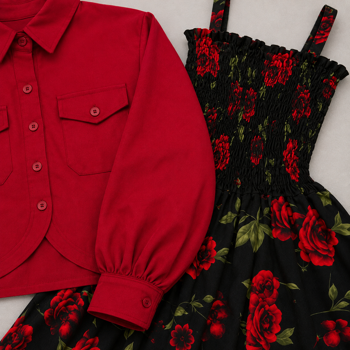 Crimson Rose Dress Set | K-3