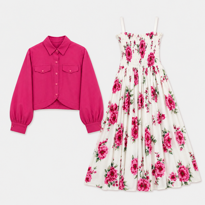 Pink Petal Dress Set | K-7