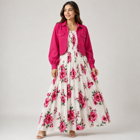 Pink Petal Dress Set | K-7