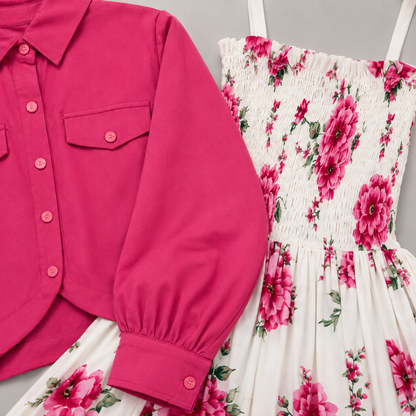 Pink Petal Dress Set | K-7